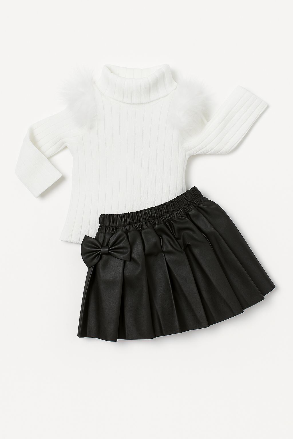 White Full Sleeve Baby Girl Top With Black Bow Skirt white full sleeve baby girl top with black bow skirt outfit